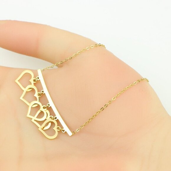 Yellow Gold Heart Charm Necklace with Adjustable Chain, XPNL0356 - Picture 5 of 11